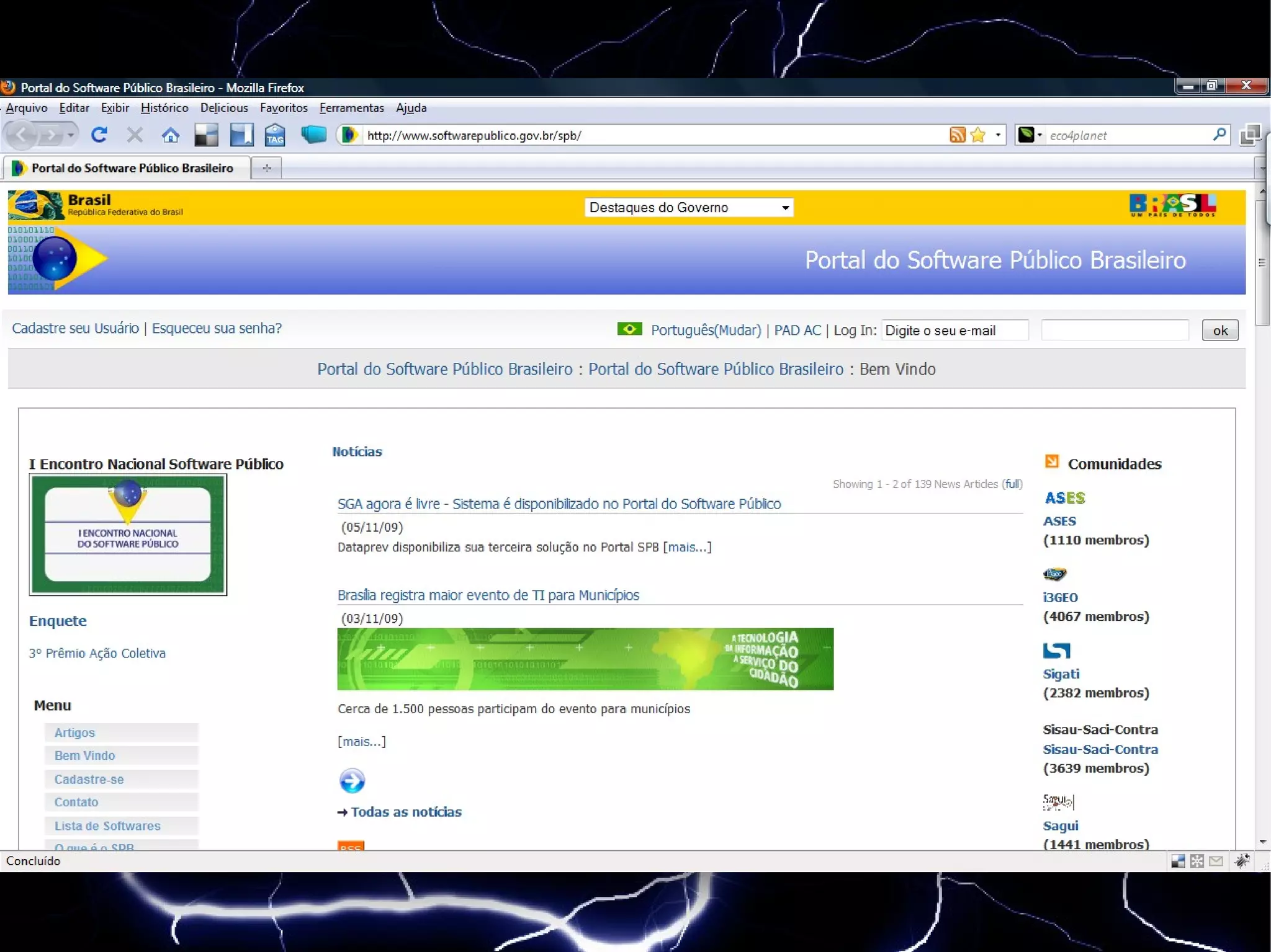 Integra módulos para dissemiação de dados via download e padrões OGC (WMS, WFS e KML) 