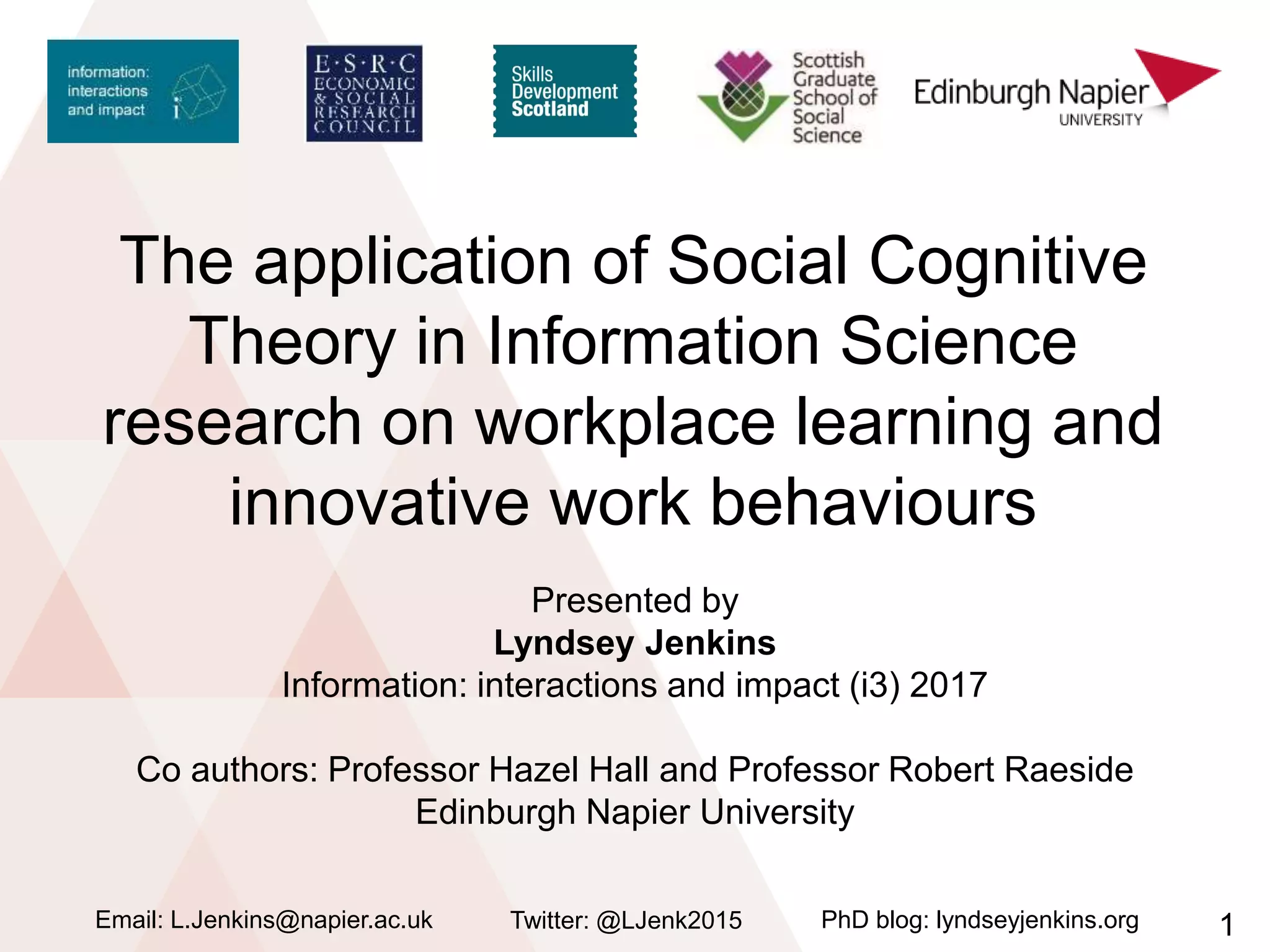 The application of Social Cognitive Theory in Information Science ...