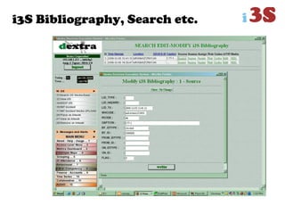 i3S Bibliography, Search etc.
 