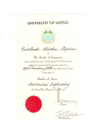 Certificate first degree