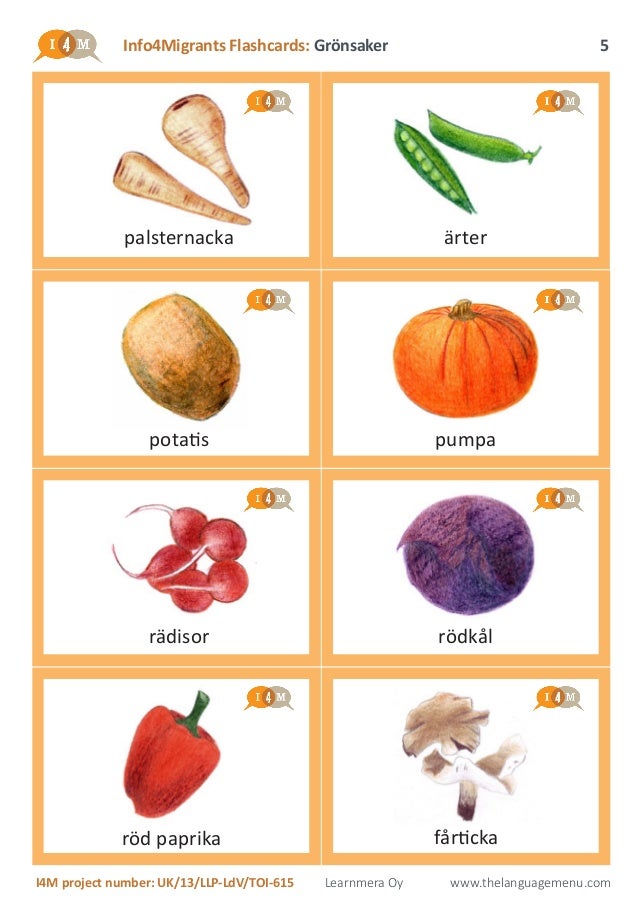 I4M flashcards vegetables (in swedish)