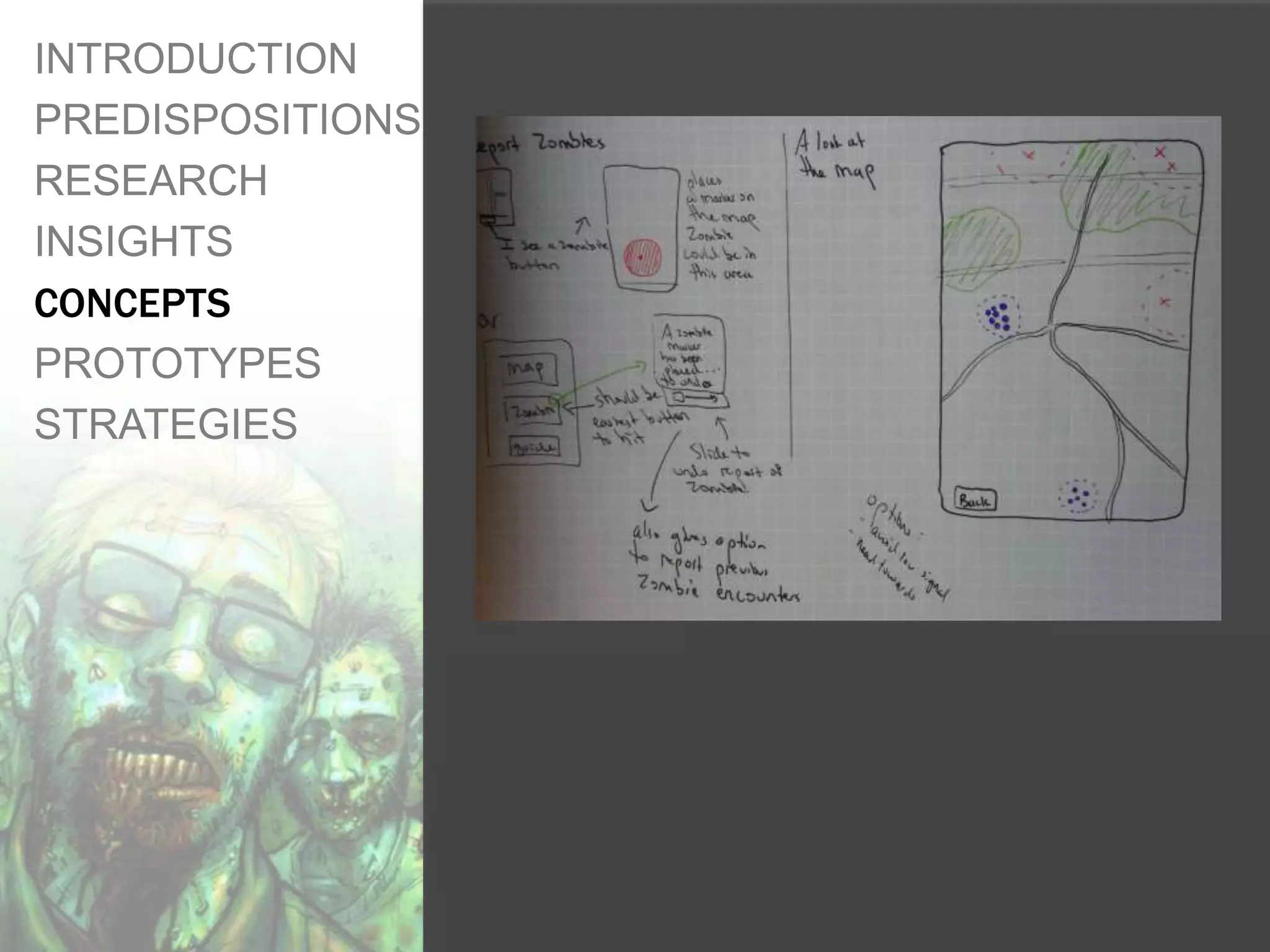 INTRODUCTION
PREDISPOSITIONS
RESEARCH
INSIGHTS
CONCEPTS
PROTOTYPES
STRATEGIES
 