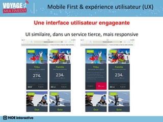 UI similaire, dans un service tierce, mais responsive
Une interface utilisateur engageante
Mobile First & expérience utilisateur (UX)
 