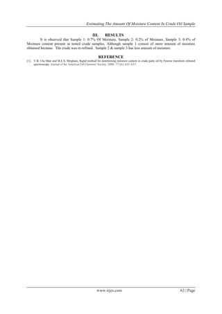 Estimating the Amount of Moisture Content in Crude Oil Samples | PDF