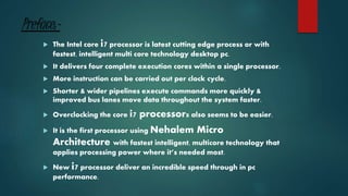 Intel core i7 processor | PPTX