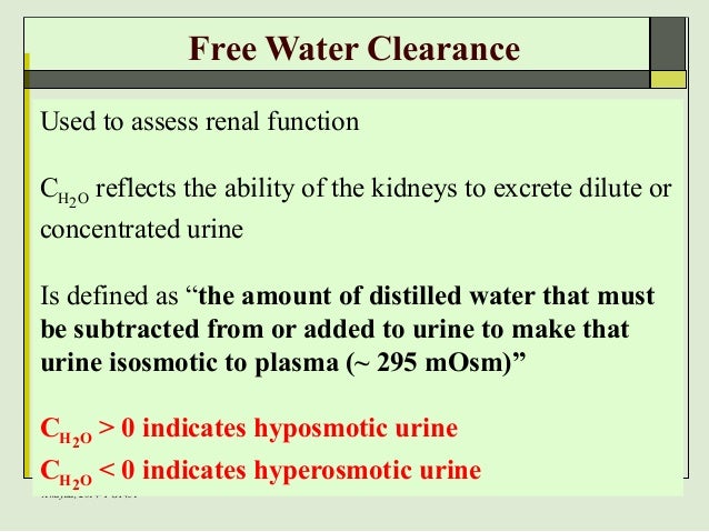 electrolyte free water clearance