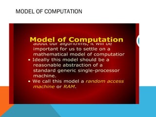 MODEL OF COMPUTATION
 