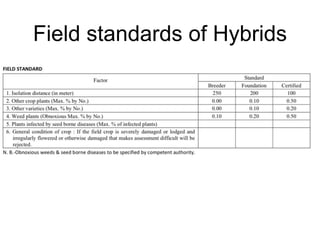 Field standards of Hybrids
 
