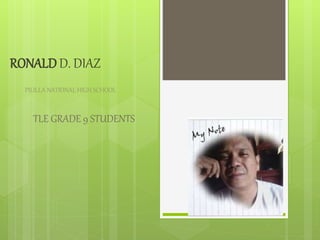 RONALD D. DIAZ
PILILLA NATIONAL HIGH SCHOOL
TLE GRADE 9 STUDENTS
 