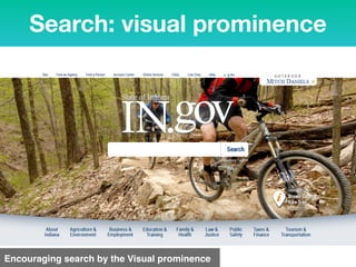 Search: visual prominence
Encouraging search by the Visual prominence
 
