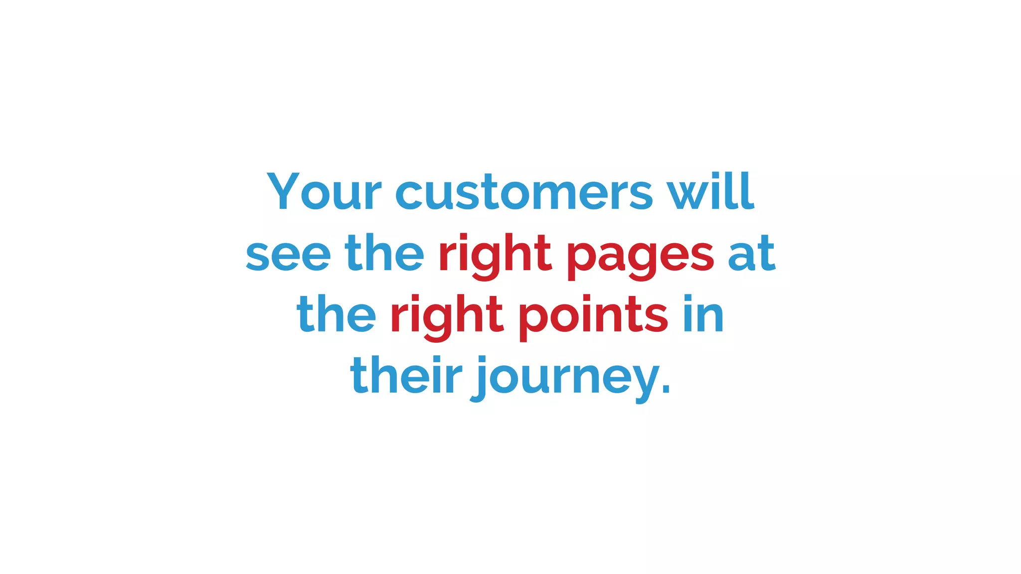 Your customers will
see the right pages at
the right points in
their journey.
 