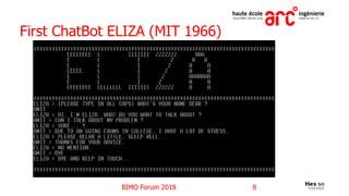 First ChatBot ELIZA (MIT 1966)
BIMO Forum 2018 8
 