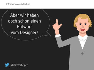 Information Architecture
@kirstenschelper
Aber wir haben  
doch schon einen
Entwurf
vom Designer!
 