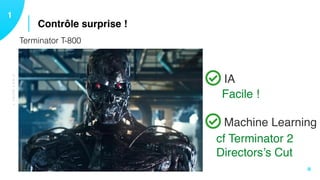 C’ESTQUOI?
Contrôle surprise !
11
8
☐ IA 
 
 
☐ Machine Learning 
 Facile !
cf Terminator 2
Directors’s Cut
Terminator T-800
 