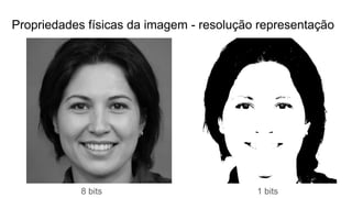 Propriedades físicas da imagem - resolução representação
8 bits 1 bits
 