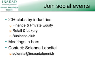 What to expect from Insead Alumni Association France