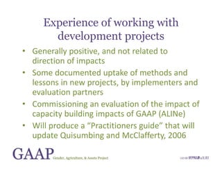 Gender, Agriculture and Assets Project: A model for research and capacity building