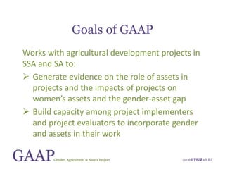 Gender, Agriculture and Assets Project: A model for research and capacity building
