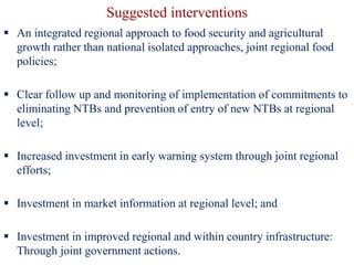 Exploiting opportunities in intra-regional trade in food staples in COMESA region