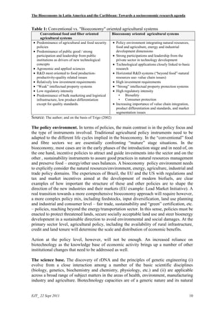 The Bioeconomy in Latin America and the Caribbean: Towards a socioeconomic research agenda