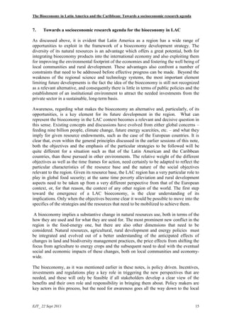 The Bioeconomy in Latin America and the Caribbean: Towards a socioeconomic research agenda