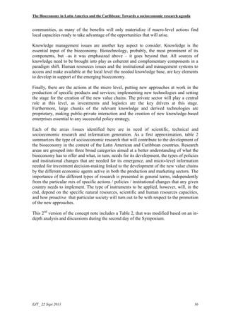 The Bioeconomy in Latin America and the Caribbean: Towards a socioeconomic research agenda