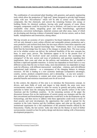 The Bioeconomy in Latin America and the Caribbean: Towards a socioeconomic research agenda