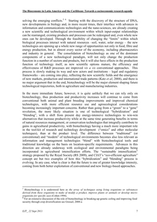 The Bioeconomy in Latin America and the Caribbean: Towards a socioeconomic research agenda