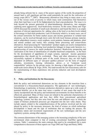 The Bioeconomy in Latin America and the Caribbean: Towards a socioeconomic research agenda