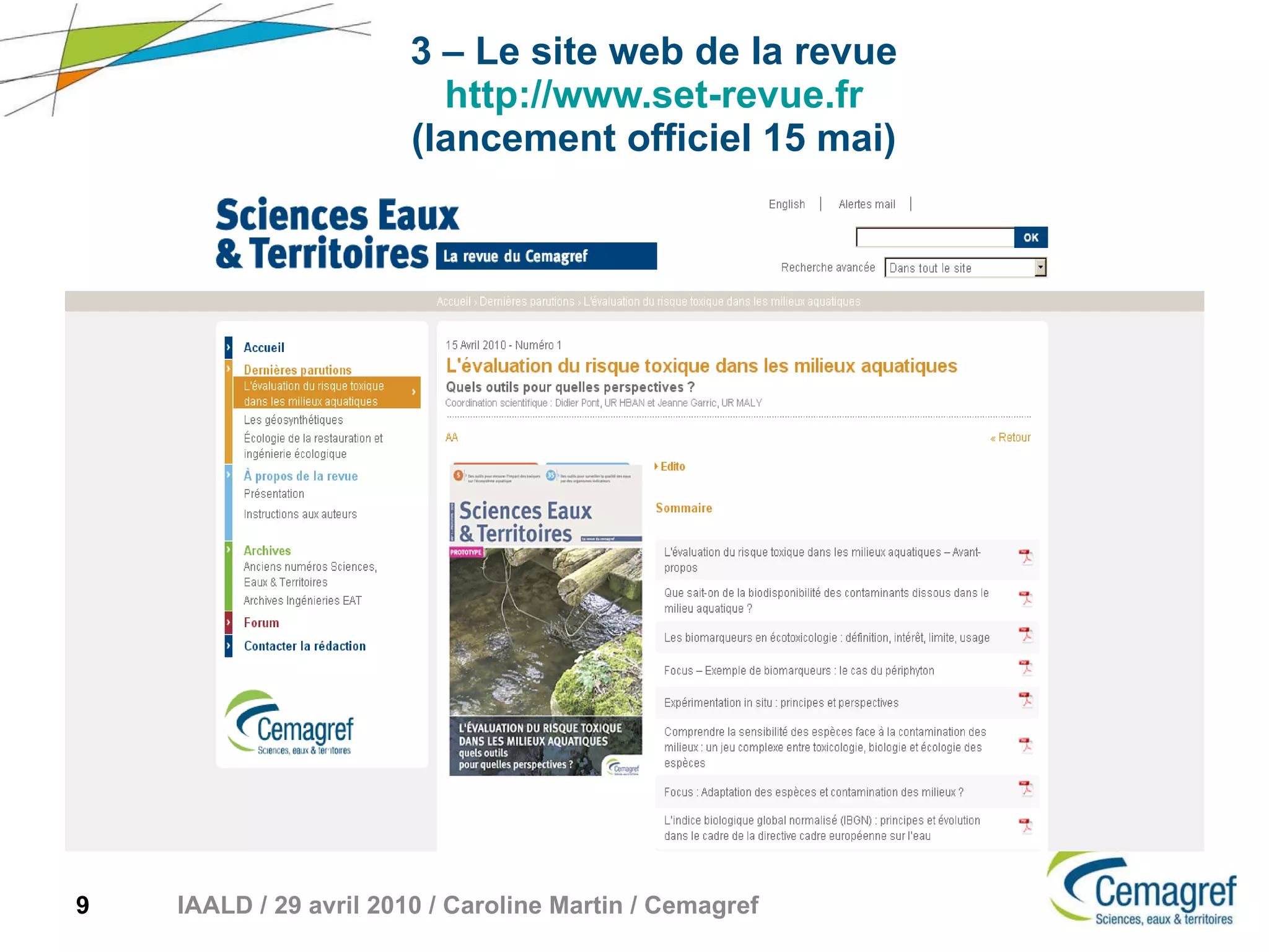 3 –   Le site web de la revue http://www.set-revue.fr (lancement officiel 15 mai) 