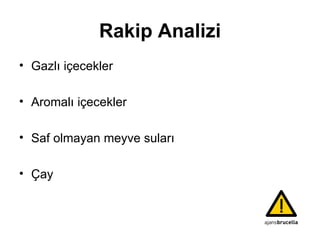 Rakip Analizi Gazlı içecekler  Aromalı içecekler Saf olmayan meyve suları Çay 