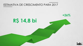 R$ 14,8 bi
+26%
ESTIMATIVA DE CRESCIMENTO PARA 2017
 