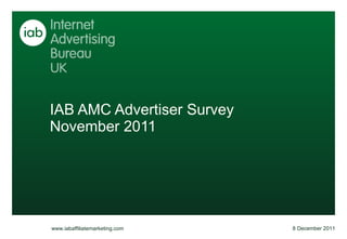 IAB AMC Advertiser Survey November 2011 8 December 2011 www.iabaffiliatemarketing.com 