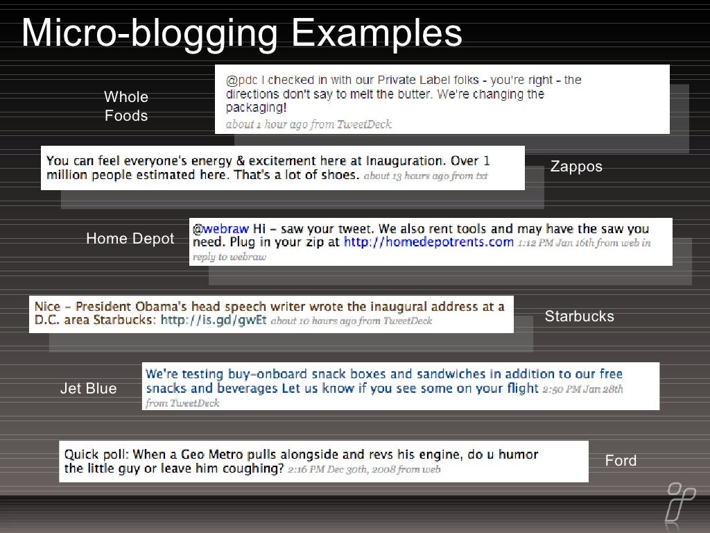Micro-blogging Examples Zappos Home Depot