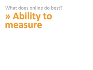 What does online do best? » Ability to measure 