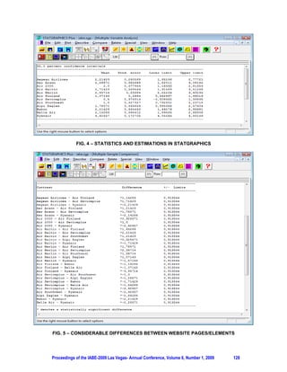 FIG. 2 – COMPARISON BETWEEN TOTAL POINTS FOR PAGES/ELEMENTS OF ALL WEBSITES

4.2 Conclusions based on 14 generated charts (fig. 3 represents one of them)




                         FIG. 3 – THE CHART FOR HOME PAGE CATEGORY

   1. On the Home Page category, more than 75% are very good and excellent.
   2. In more than 92% of the cases, the About Us category is at least good.
   3. Sitemap category is excellent in 50% but is missing in 42% of the cases.
   4. Almost 70% of the Destination category are good, very good and excellent.
   5. Online Reservations are good for 34%, very good for 33% and excellent for 25% of the
      analyzed websites.
   6. The Rates and Tariffs category is at least good for more than 75% of the cases.




        Proceedings of the IABE-2009 Las Vegas- Annual Conference, Volume 6, Number 1, 2009   125
 