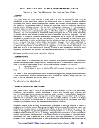 In the above table (table 2), the values of the coefficient of variation show us that the mean value
(average score) is representative only for Home Page category. If we generalize the average score
obtained by each website page/element for all possible clients, we obtain the results from the confidence
interval column.

As we have used just the same sample for all 12 low-cost airline companies, it is interesting to see some
comparison of mean values of the pages/elements between themselves. Using again some statistical
tools (ANOVA), we have observed that there exist considerable differences between website
pages/elements at a 95% confidence level. It was interesting to observe that there are differences
between: About Us and Events, About Us and Investor Relations, Contact and Events, Contact and
Investor Relations, Contact and Sitemap, Destinations and Events, Destinations and Investor Relations,
Events and FAQ, Events and Foreign Languages, Events and Home Page, Events and Jobs, Events and
Online Reservations, Events and Rates  Tariffs, Events and Services, Events and Terms  Conditions,
Events and Sitemap, FAQ and Home Page, Foreign Languages and Investor Relations, Foreign
Languages and Sitemap, Home Page and Investor Relations, Home Page and Rates  Tariffs, Home
Page and Services, Home Page and Sitemap, Investor Relations and Jobs, Investor Relations and Online
Reservations, Investor Relations and Terms  Conditions.

    TABLE 3 – STATISTICS AND ESTIMATIONS FOR THE 12 LOW-COST AIRLINE COMPANIES
                                                                    Confidence interval
    Pages/elements        Mean     Coefficient of variation (%)
                                                                (at 95% confidence level)
    Aegean Airlines       2.21                44.03                     1.65; 2.78
       Aer Arann          2.29                58.01                     1.52; 3.05
        Air 2000          2.00                70.71                     1.18; 2.82
        Air Baltic        2.71                50.94                     1.91; 3.51
       Air Berlin         2.86                38.48                     2.22; 3.49
      Air Finland         1.07               100.02                     0.45; 1.69
    Air Serviceplus       0.50               280.11                    -0.31; 1.31
     Air Southwest        1.50                81.65                     0.79; 2.21
      Alpi Eagles         1.79                76.65                     0.99; 2.58
         Baboo            2.21                56.51                     1.49; 2.94
        Belle Air         2.14                63.31                     1.40; 2.89
         Ryanair          4.43                14.59                      4.05; 4.8

In table 3, the values of the coefficient of variation show us that the mean values (average scores) are
representative only for Ryanair and Air Berlin low-cost airline companies. If we generalize the average
score obtained by each analyzed company for all possible clients, we obtain the results from the
confidence interval column. In fig. 4 the confidence interval can be seen as Lower limit and Upper limit
columns.

As we have used just the same sample for all 12 low-cost airline companies, it is interesting to see some
comparison of mean values of the low-cost airline companies between themselves. Using again same
statistical tools (ANOVA), we have observed that there exist considerable differences between website
pages/elements at a 95% confidence level. It was interesting to observe that there are 31 differences
between website pages/elements, as seen in fig. 5.

6. CONCLUSIONS

In order to obtain better results, one can increase the number of visited websites or the number of visitors
who evaluate websites, and can use several Internet browsers (e.g. Internet Explorer, Opera, Mozilla,
Konqueror, Netscape, FireFox, Hot Java Browser, etc.) under different operating systems (e.g. Windows,
Linux, Solaris, etc.).

From the statistic point of view, it is necessary only to increase the sample volume (the number of visitors)
and to work directly the primary scores.




         Proceedings of the IABE-2009 Las Vegas- Annual Conference, Volume 6, Number 1, 2009       127
 