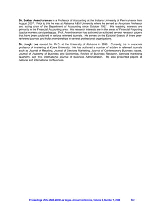 benefit would be improved employability of students as they become more proficient in the use of analysis
tools widely used in today’s work environment.

2. BACKGROUND AND LITERATURE REVIEW

In spite of the dramatic increase in technology on college campuses, its potential to support newer, more
student-centered learning styles, remains by and large, untapped (Means and Olson, 1997). Older and
traditional knowledge transfer systems present concepts and information abstractly rather than in a
context of meaningful applications (Resnick, 1989).          A direct consequence of students simply
memorizing and regurgitating information as opposed to learning through applications that have meaning
to them is a reduction in the students’ capacity to retain and apply the content. In such instances, the
main objective of learning becomes merely that of passing a test or getting by in the classroom (Duit,
1991).

Hands-on application based teaching of core accounting concepts is consistent with the Constructivsm
Theory that is much in vogue these days. Constuctivism being more of a philosophy than anything else
which points to knowledge being constructed by the learner as opposed to the learner being simply a
passive recipient of knowledge transfer (Null, 2004).

According to Bagley and Hunter (1992), students become empowered and spend more time in active
construction of knowledge when using technology. Therefore, the use of a spreadsheet model in the
classroom would allow students to take control of the learning process and consequently subscribe to the
Constructivsm theory. Alexander (1996) and Kruck and Maher (1999) have used general spreadsheet
design principles to develop spreadsheet design skills in students. Tracey  Beverley (2006) say that
students view computers as performance enhancing instruments that provide useful insights into the
complex relationships that exist among the variables. Maddux, Johnson,  Willis (1997) advocate the
use of spreadsheet models which are built from scratch by the students as opposed to pure templates
which simply allow them to alter the input values.

Even students with good quantitative skills sometimes find accounting and finance concepts difficult to
grasp. This is particularly true in courses where abstract concepts are not reinforced with pertinent
applications. This paper presents spreadsheet modeling as a means of maximizing understanding and
retention by students of the quantitative components of a business plan. The paper is motivated by the
authors’ classroom experiences in accounting courses that incorporated this approach for a number of
semesters. The positive feedback from former students, many of whom, have now entered their
professional working careers was another motivation for writing this article.

3. THE MODEL

The model is constructed in four main sections. The top includes a section labeled, Parameters, which
includes the price and growth rate of two products, a widget and a superwidget. The prices remain
constant over the usual 13-month time span, while the rates of growth are designed to allow losses in the
first half of the time span, while providing for profits in the second half. This is to allow borrowing from a
line of credit according to prescribed limits, and then paying the line back according to the same limits all
within 13 months.

The second section is an Income Statement in which the revenues are driven from the sales units and
prices developed in the Parameters section. The model incorporates both variable expenses, related to
sales levels, and fixed expenses to allow for observation of cost-volume-profit outcomes and to bring a
feeling of reality to the model. The third section is a Balance Sheet that articulates with both the income
statement and the Cash Flow Statement.

Receipts are established to take place over three months, with payments on expenses being set to occur
over two months. This drives a cash outcome that is slightly delayed from the accrual accounting income
statement results, and brings home the point that even though an income statement may be reporting a




         Proceedings of the IABE-2009 Las Vegas- Annual Conference, Volume 6, Number 1, 2009        169
 