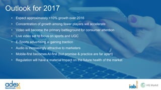 Desktop banner is decline as video and mobile power growth
-35%
-25%
-15%
-5%
5%
15%
25%
35%
45%
Ireland
Slovenia
Romania
Slovakia
Bulgaria
CzechRepublic
Hungary
Spain
Croatia
Russia
Austria
Serbia
Poland
UK
France
Europeanaverage
Sweden
Italy
Netherlands
Greece
Turkey
Denmark
Finland
Germany
Belgium
Switzerland
Norway
Belarus
Display growth composition in 2016
all display excl. mobile excl. mobile & video
 