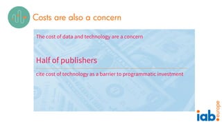 Costs are also a concern
The cost of data and technology are a concern
Half of publishers
cite cost of technology as a bar...