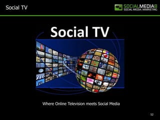 Social TV 52Where Online TelevisionmeetsSocial Media 