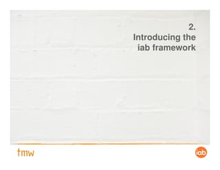 2.
Introducing the
 iab framework
 