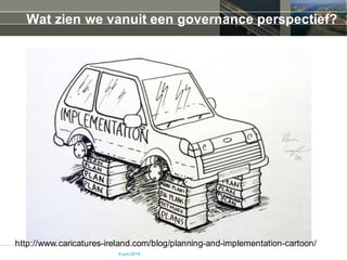 Wat zien we vanuit een governance perspectief?
4 juni 2014
http://www.caricatures-ireland.com/blog/planning-and-implementation-cartoon/
 