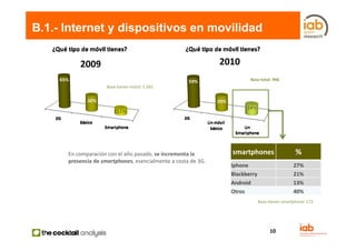 B.1.- Internet y dispositivos en movilidad


          2009                                                 2010
         ...