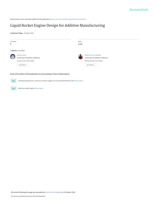 Liquid Rocket Engine Design for Additive Manufacturing | PDF
