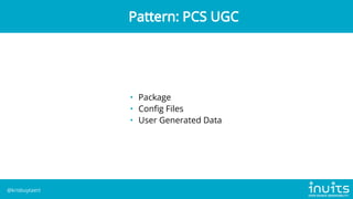 • Package
• Config Files
• User Generated Data
Pattern: PCS UGC
@krisbuytaert
 