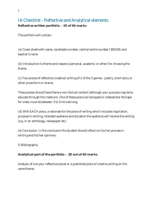 letter english introduction portfolio Reflective Checklist IA Studies and Communication letter english introduction portfolio Reflective Checklist IA Studies and Communication