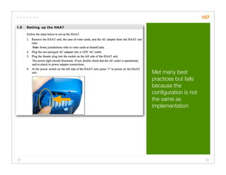 107




Met many best
practices but fails
because the
conﬁguration is not
the same as
implementation
 