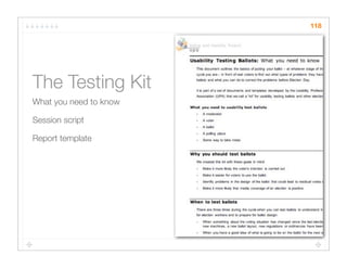 118




The Testing Kit
What you need to know

Session script

Report template
 