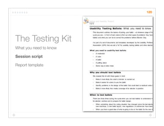 120




The Testing Kit
What you need to know

Session script

Report template
 